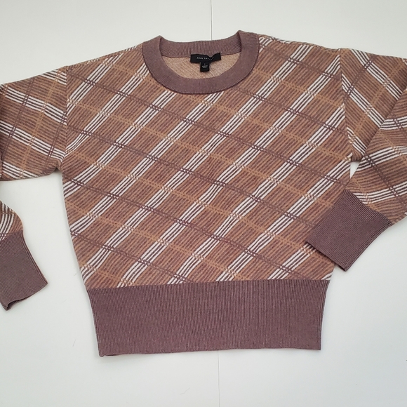 ANN TAYLOR CREWNECK STRIPED PLAID SWEATER - Picture 5 of 7